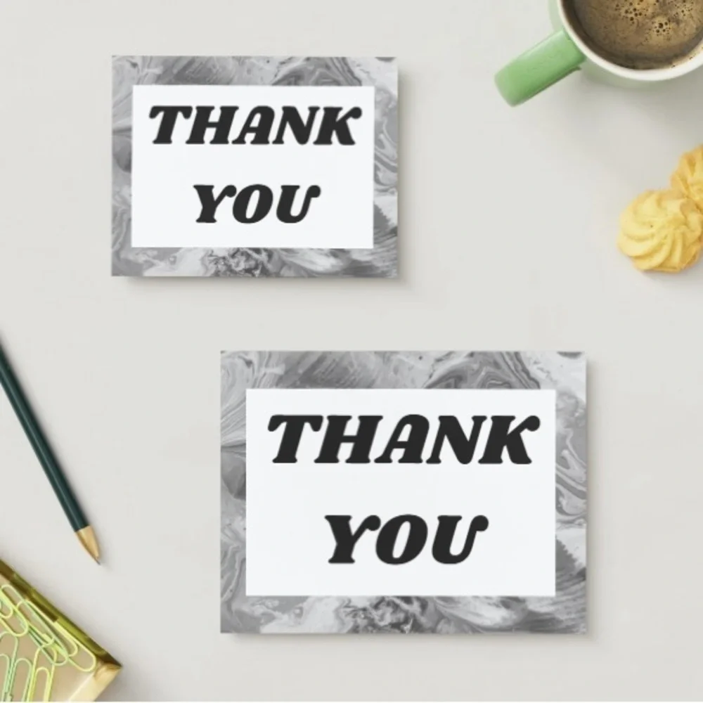 Set of 10 Black & White Thank You Post Cards